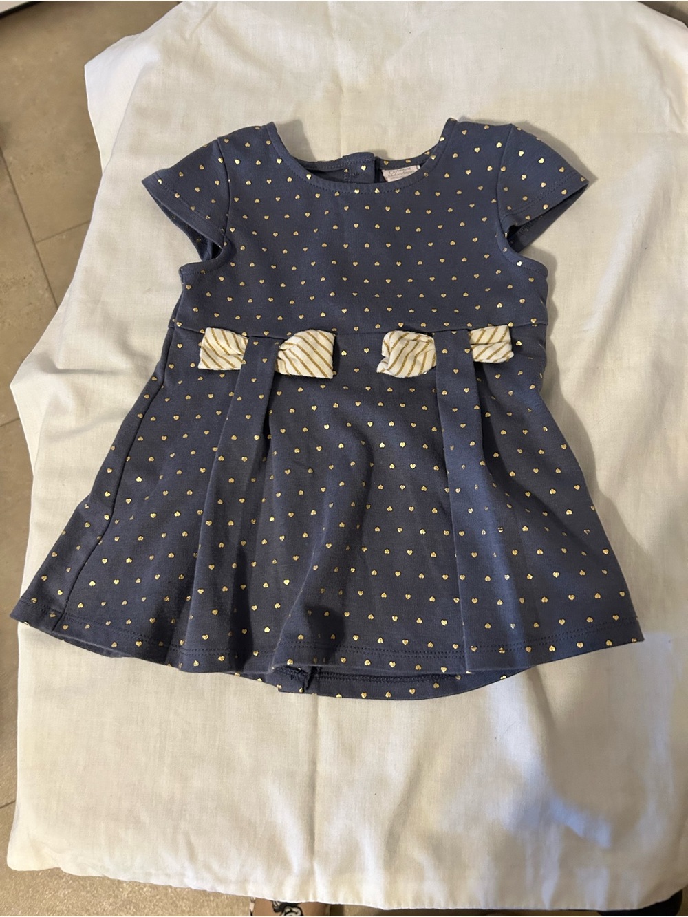 Catherine Malandrino Mini Blue-Gold Heart Dress/Size 3T/EUC